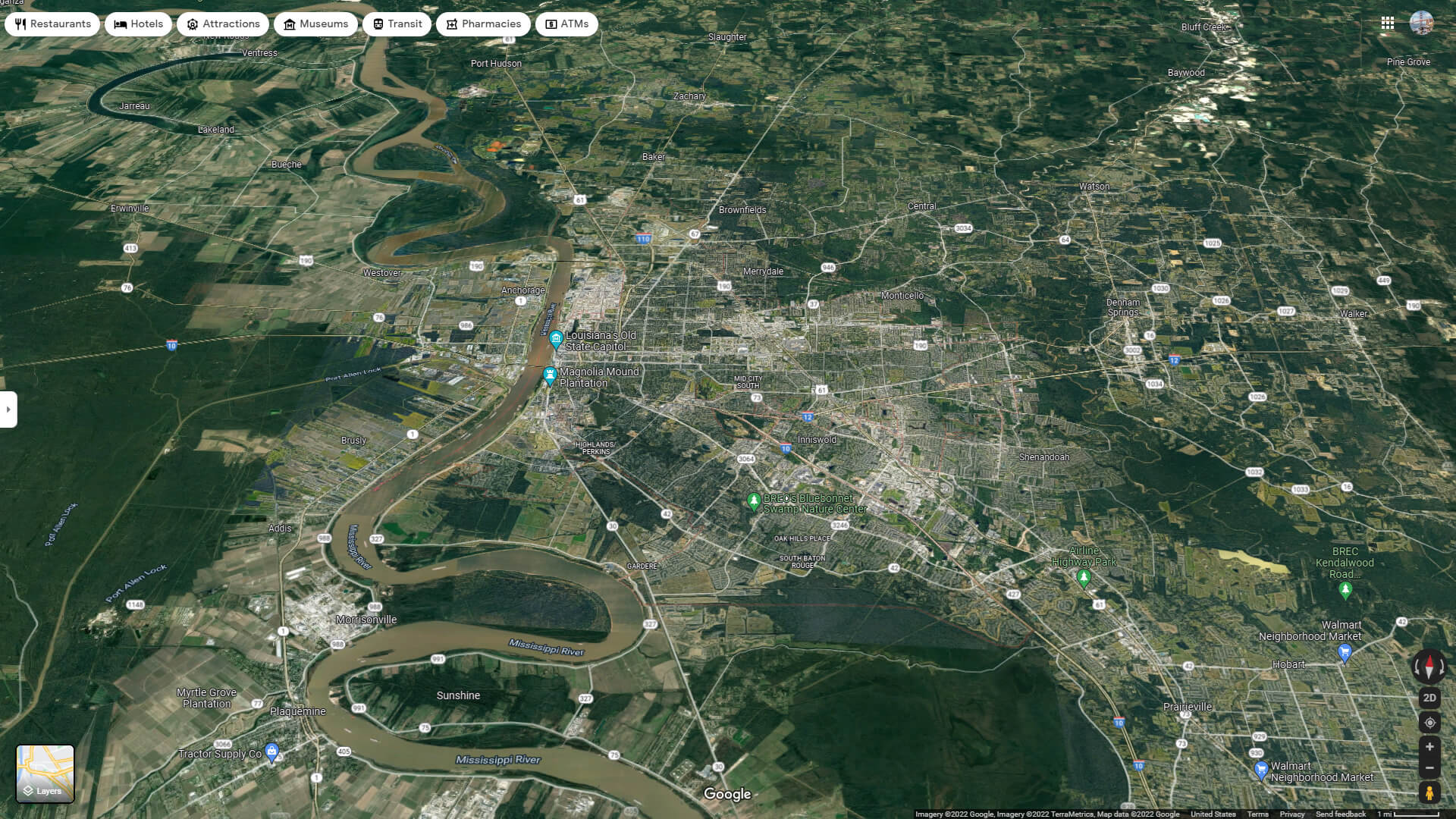 Baton Rouge Aerial Map Louisiana